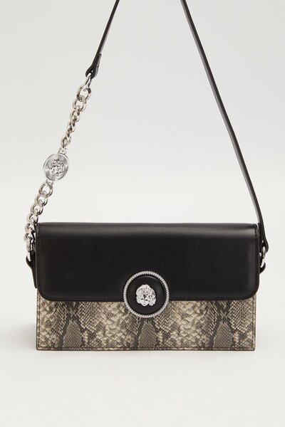 Levidor Black Snake Skin Looking Shoulder Bag