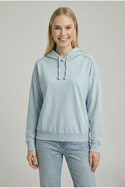 Kadın Kapüşonlu Düz Renk Sweatshirt