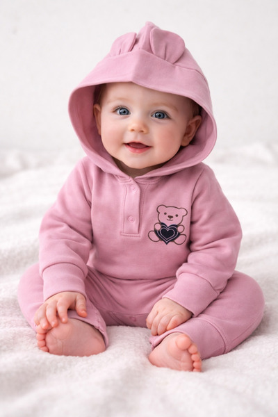 bebekyol Love Bear Kız Bebek Tulum