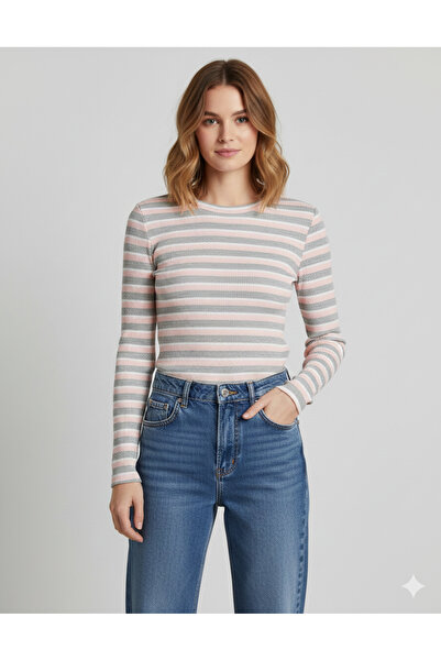 Nai baby Women's Long Sleeve Crew Neck Cotton Soft Textured Full-Fit Patterned Body Blouse