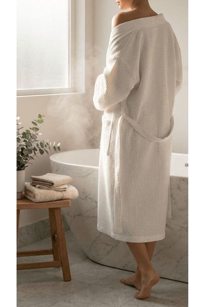 Nuriye Kocakaplan رداء حمام من قماش الوافل - ثوب استحمام