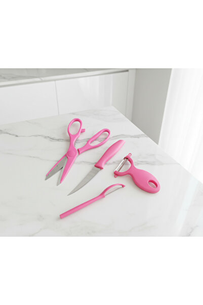 DİVAYS 4-Piece Functional Kitchen Prep Set - Multi-Purpose Kitchen Scissors, Knife, and Double Peeler Set