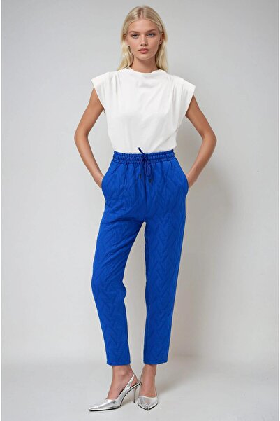 Lijuri Elastic Waist and Patterned Carrot Pants 0095 R4-K-K3