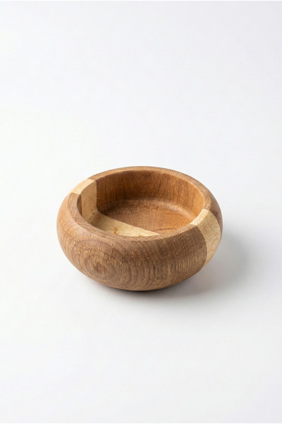 AHER طقم وعاء للوجبات الخفيفة وعلبة توابل من الخشب الطبيعي - صناعة يدوية