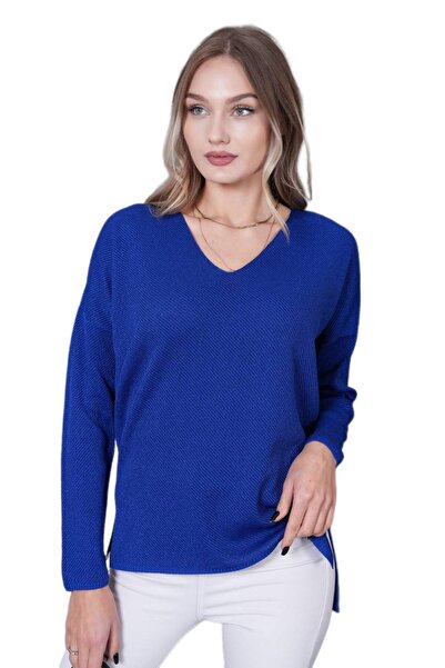 lavella Women's V-Neck Silvery Sweater 12815 Bgl-St04225