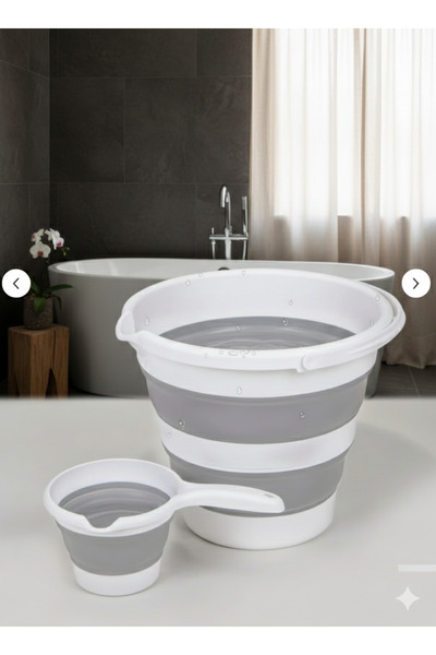 Bebeck 2-Piece Collapsible Bucket - Mug Set Accordion Water Bucket Bath Set