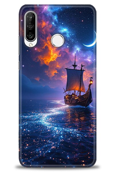 Rulet Aksesuar غطاء متوافق مع هاتف هواوي P30 لايت HD مطبوع - غطاء سيليكون بتص...