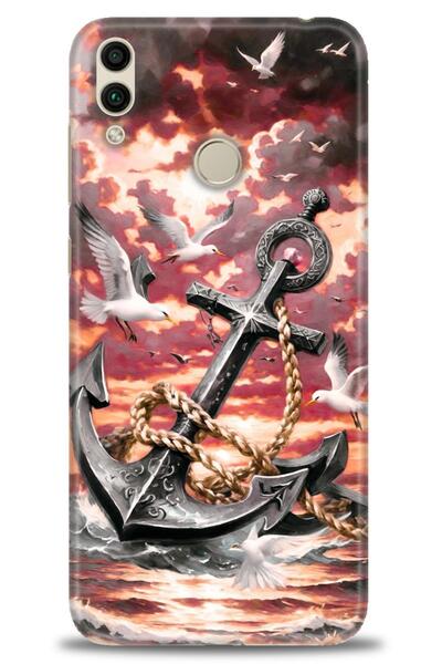 Rulet Aksesuar غطاء متوافق مع هاتف هواوي هونر 8C HD مطبوع + واقي شاشة سيراميك...