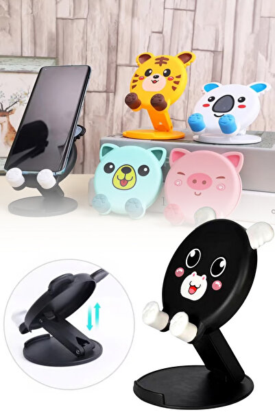 Privo Hayvan Figürlü Masaüstü Telefon Standı Sevimli Tasarım Sabit Tabanlı Te...