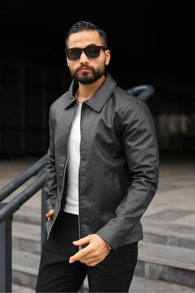 BASEL.CO Vintage Effect Leather Double Zipper Iconic Design Leather Jacket