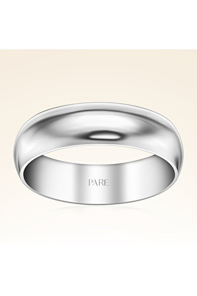 Pare Pırlanta Platin Kalın Bombeli 6mm Erkek Alyans