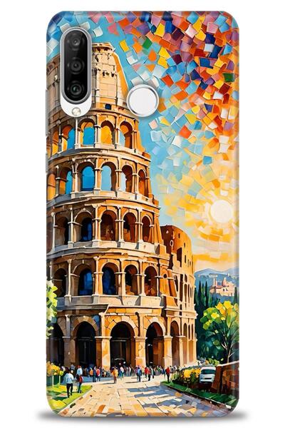 Rulet Aksesuar غطاء متوافق مع هاتف هواوي P30 لايت HD مطبوع - غطاء سيليكون بتص...