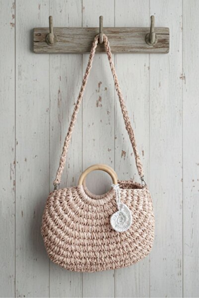 Uretti - Nazlı 4607 6851 Hand Knitted Paper String Cleopatra Model Hand - Shoulder Bag
