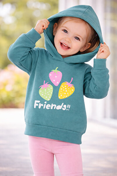 Atabay Kids Atabay 244-12-25 Girl's Hooded Sweatshirt Strawberry Printed Soft...