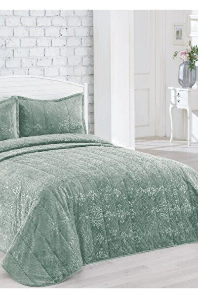 Bella Home İpeksoft Double Bedspread Set - 240X260 cm - Khaki with Original Bag