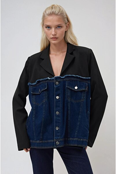 Lijuri Denim Paneled Blazer Jacket 6157
