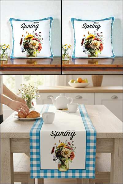 VISIONARIO Spring Themed Hello Spring Velvet Throw Pillow Cover and Table Run...