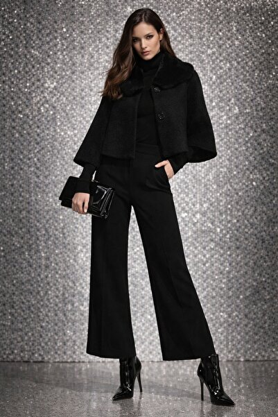 LaraLisa Fur Collar Feather Cashmere Women's Short Coat