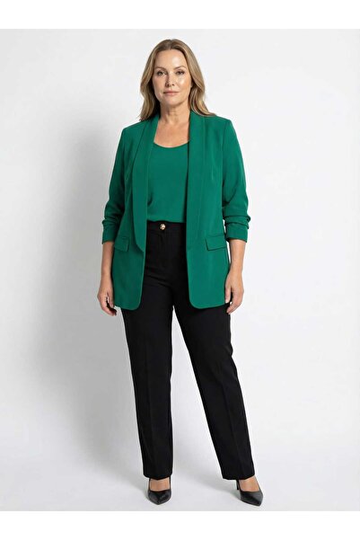 LOVE YEŞİL RENK DÜĞMESİZ BLAZER CEKET