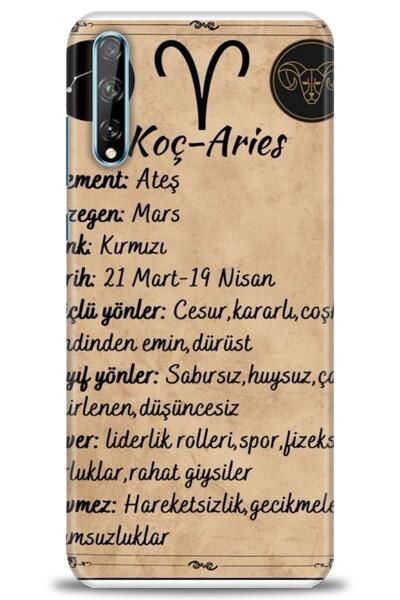 Rulet Aksesuar غطاء متوافق مع هاتف هواوي Y8P HD مطبوع + واقي شاشة سيراميك غير...