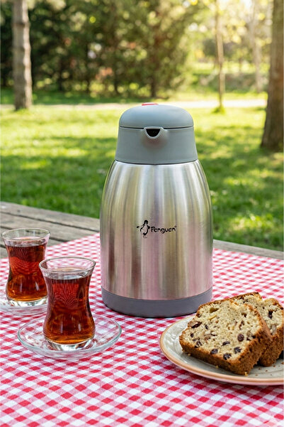 Penguen 2 Liter Stainless Steel Tea Thermos - Keeps Hot for 12 Hours - Jug Thermos -Bpa Free