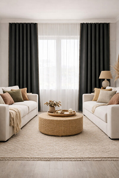 arslan deco Shepherd Stitch Decorative Fleece Curtain – Special Design for Bohemian & Modern Living Rooms *No Pleats - Single Panel