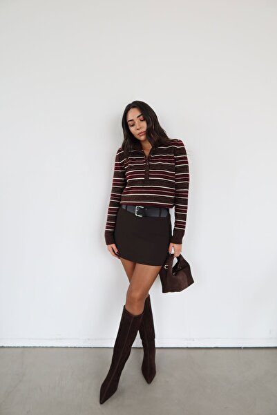 Özge Özgenç Basic Mini Shorts Skirt with Thick Belt