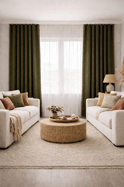 arslan deco Shepherd Stitch Decorative Fleece Curtain – Special Design for Bohemian & Modern Living Rooms *No Pleats - Single Panel