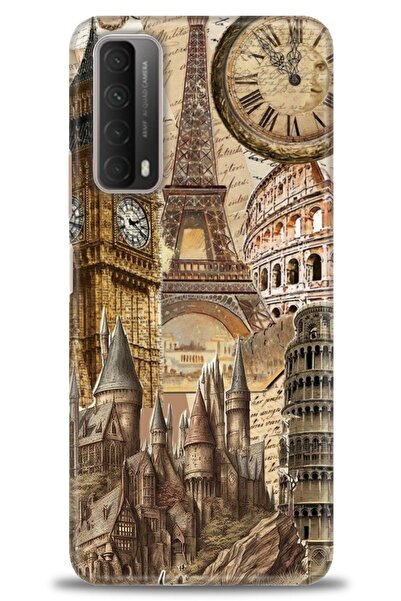 Rulet Aksesuar غطاء متوافق مع هاتف هواوي بي سمارت 2021 HD مطبوع - غطاء سيليكو...