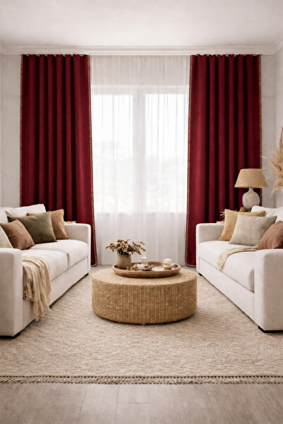 arslan deco Shepherd Stitch Decorative Fleece Curtain – Special Design for Bohemian & Modern Living Rooms *No Pleats - Single Panel