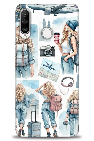 Rulet Aksesuar غطاء متوافق مع هاتف هواوي P30 لايت HD مطبوع - غطاء سيليكون بتص...