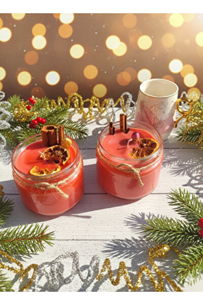 GenelTedarik Yeni Yıl Hediye Kavanozda Portakallı Tarçınlı Mum