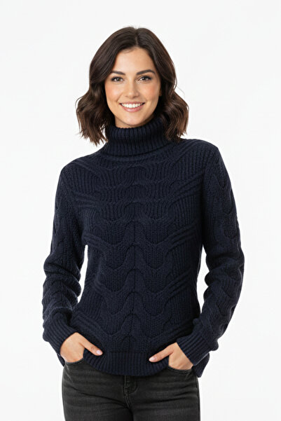 Pulltonic Kadın Balıkçı Yaka Kalın Kazak
