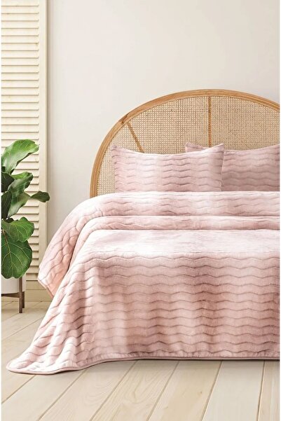 Bella Home Dream Home Double Plush Blanket Set - 220 X 240 cm - Blush with Original Box