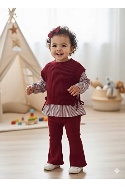 UNICORN gömlek detaylı triko kız çocuk taytlı takım