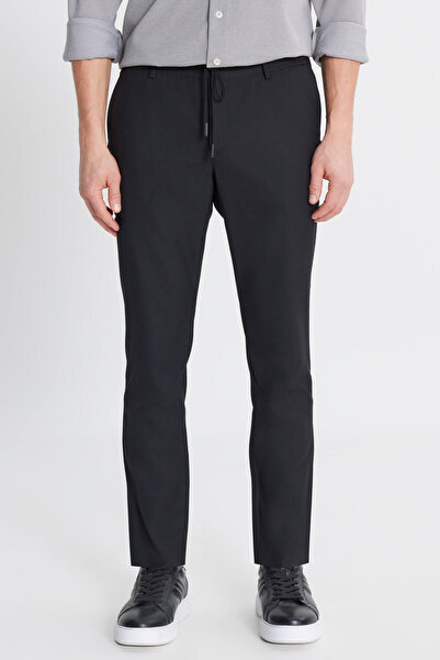 ALTINYILDIZ CLASSICS Men's Black Wool Slim Fit Slim Fit Stretch Suit Pants