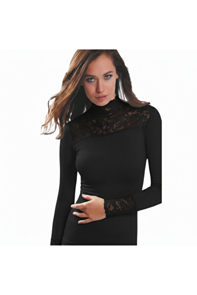 CANYILDIZ Lace Detailed High Neck Bodysuit