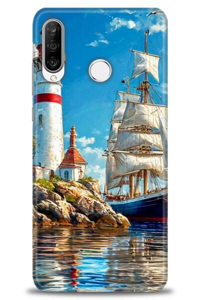 Rulet Aksesuar غطاء متوافق مع هاتف هواوي P30 لايت HD مطبوع - غطاء سيليكون بتص...