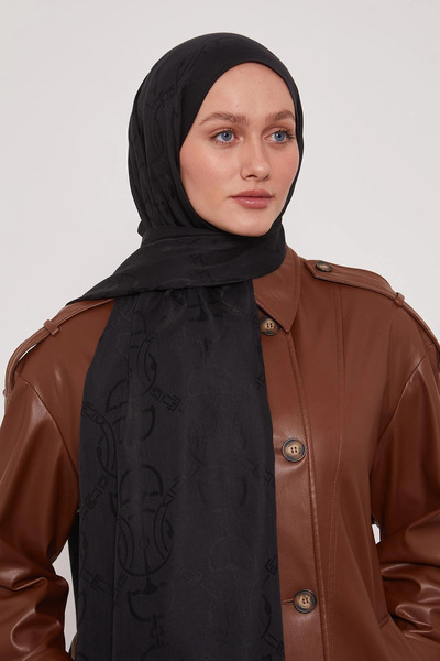 LuvenSara Lyocell Nai̇a Jacquard Shawl - Endless Black