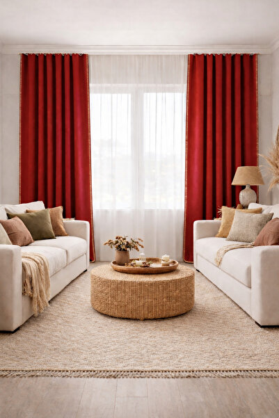 arslan deco Shepherd Stitch Decorative Fleece Curtain – Special Design for Bohemian & Modern Living Rooms *No Pleats - Single Panel