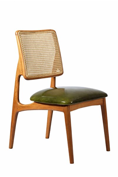 Albero Home Bambu Hasır Sırtlı Ahşap Yemek Sandalyesi – Komple Kayın Ağacı Mu...