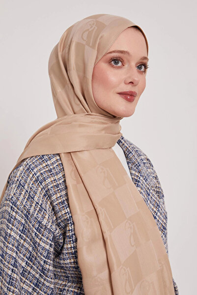 LuvenSara Lyocell Nai̇a Jacquard Shawl - Beige Shine