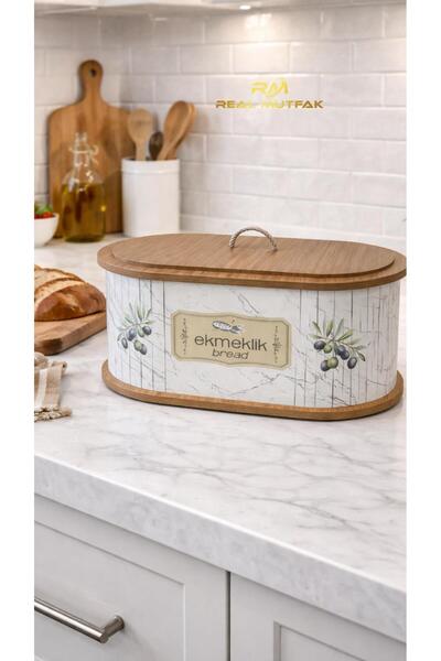 Real Mutfak AHŞAP EKMEKLİK BEYAZ MERMER DESEN