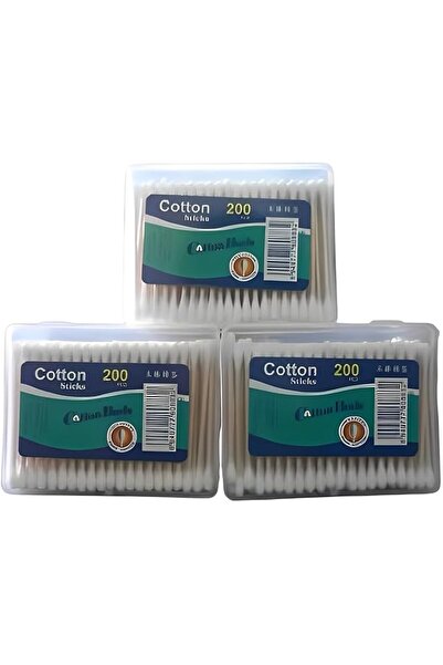 Habbaa Bamboo Cotton Swabs 200 Pieces Biodegradable Double-Tipped 3 Inch for Ear Cleaning, Makeup, P