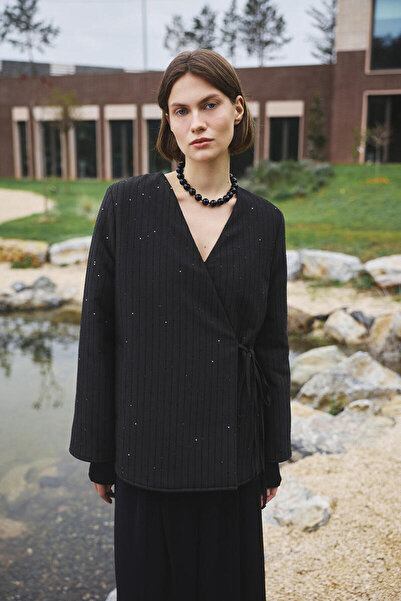 BE BLUE Anthracite Shiny Kimono Coat