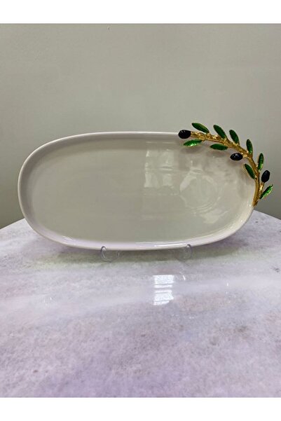 MİMSEGÜN DEKOR Large Salad Plate with Olive Figure