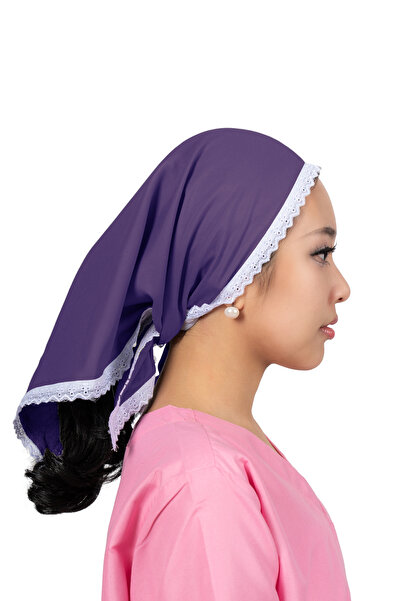 ABSHIR وشاح مربع، قماش دانتيل أبيض ناعم، غطاء رأس/مربية/جليسة أطفال/خادمة منز...