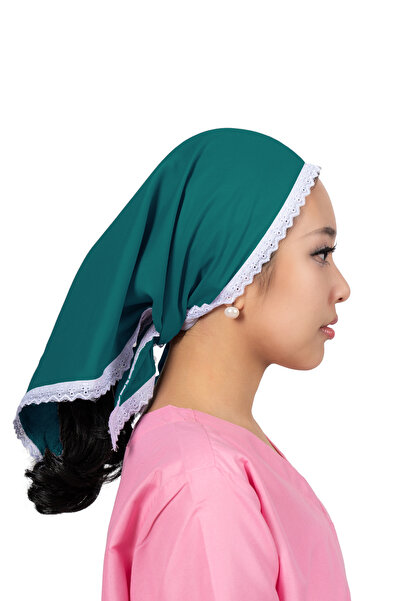 ABSHIR Square Scarf, White Lace Soft Fabric, Khadama/Babysitter/Nanny/Housemaid/Head Cover COTTON,FREESIZE