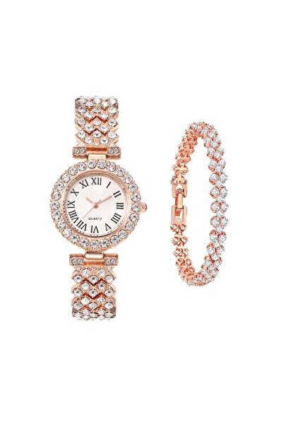 Generic طقم ساعتين فاخرتين للنساء مع سوار