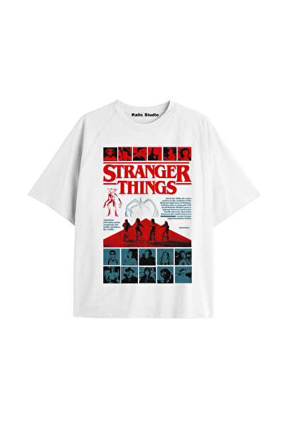 Gries Stranger Things Printed Oversized Unisex T-Shirt White